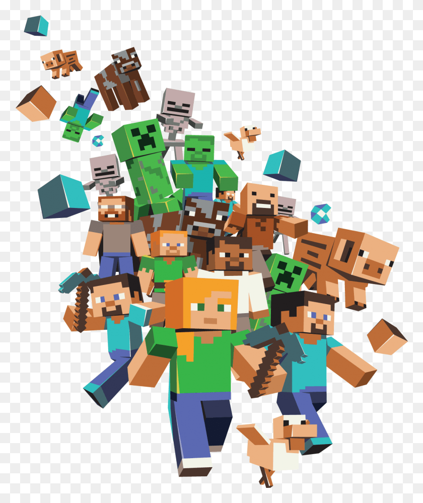 1253x1510 Minecraft Large Group Minecraft, Toy, Game HD PNG Download