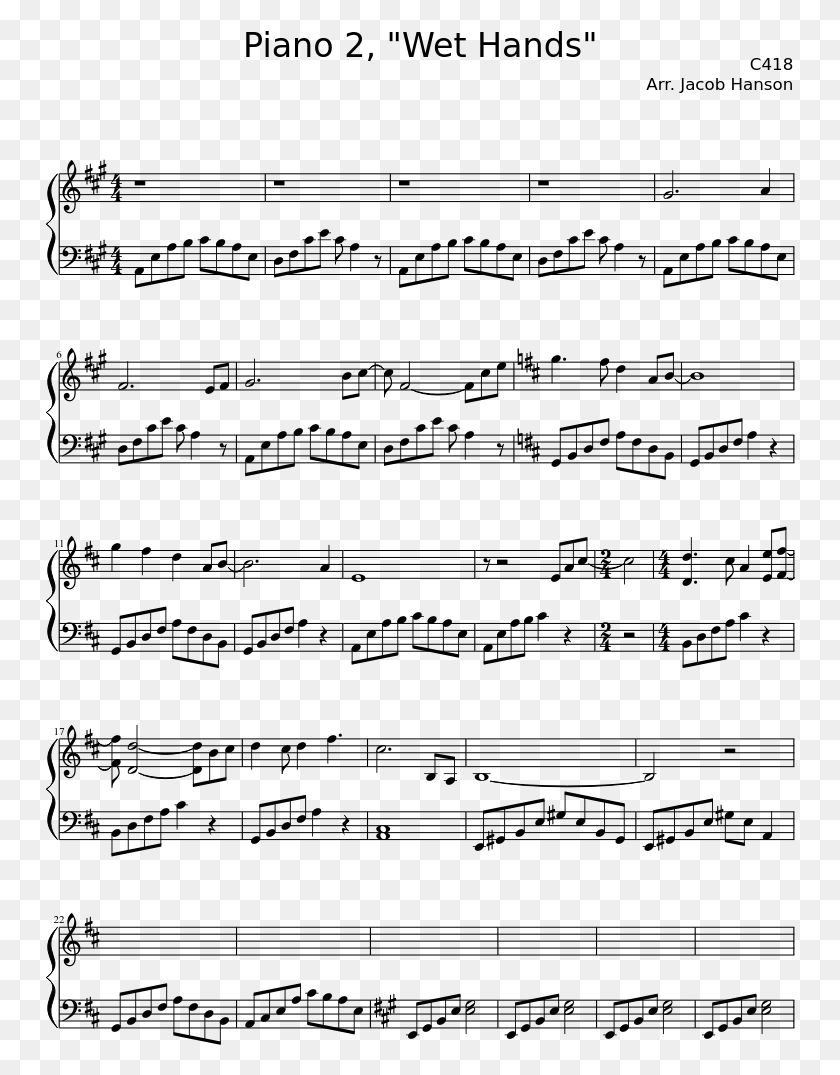 750x1015 Minecraft Piano 2 Wet Hands Mario Sheet Music, Gray, World Of Warcraft HD PNG Download