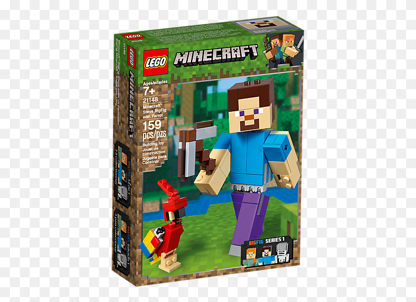 391x550 Descargar Png Minecraft Steve Bigfig With Parrot Lego Minecraft, Juguete Hd Png