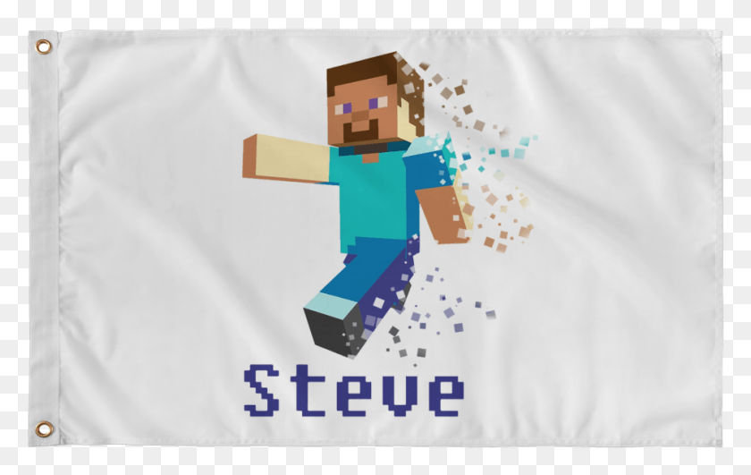 942x569 Minecraft Wall Flag Steve Minecraft Steve, Text, Graphics HD PNG Download