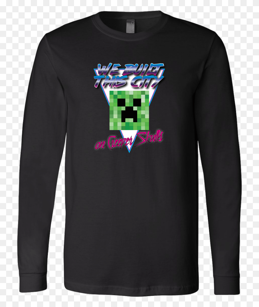735x938 Minecraft We Built This City On Creeper Skulls Retro Long Sleeved T Shirt, Sleeve, Clothing, Apparel HD PNG Download