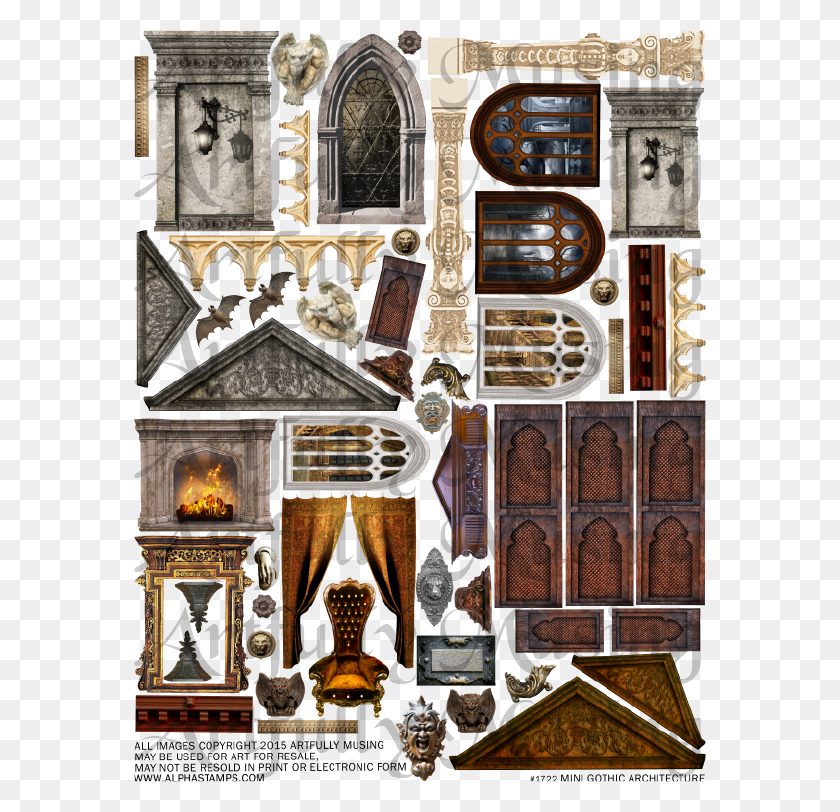 572x752 Mini Haunted Houses New Mini Collage Sheets And Creepy Sample Of Architecture Collage, Building, Housing, Furniture HD PNG Download