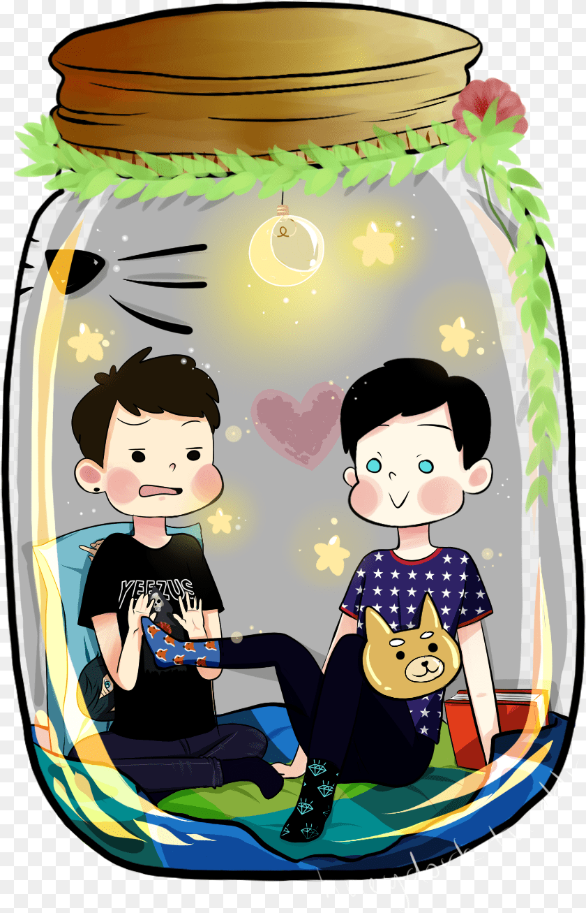 840x1307 Mini Phan In The Jar Here Is Mini Dan And Phil In Seperate, Baby, Person, Face, Head PNG