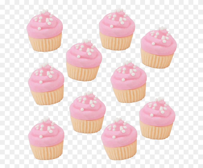 627x636 Mini Pink Vanilla Fondant Cupcakes, Cupcake, Cream, Cake HD PNG Download