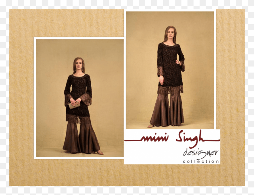 901x676 Mini Singh Designer Brown Kurti Set A Line, Dress, Clothing, Apparel HD PNG Download