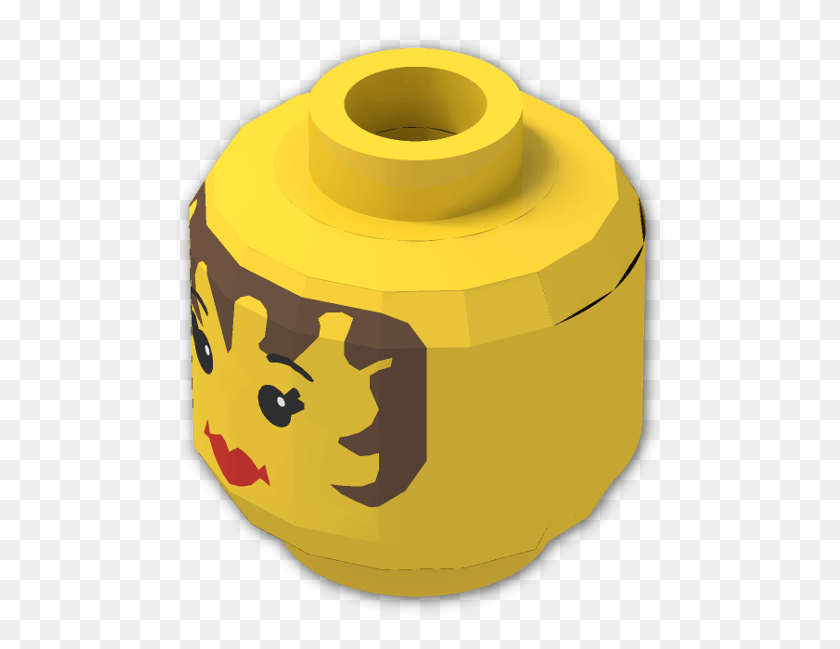 497x589 Minifig Head With Brown Hair Eyelashes And Lipstick Plastic, Jar, Pottery, Plant HD PNG Download