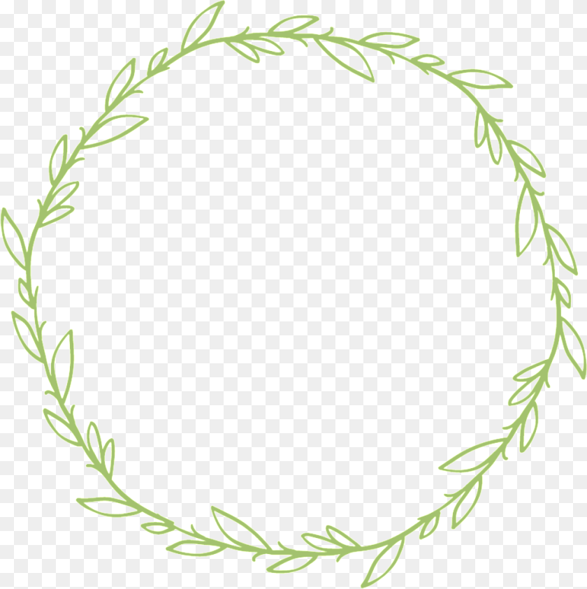 Minimalistic Green Hand Drawn Wreath Decorative Elements, Oval, Plant, Accessories, Bracelet PNG