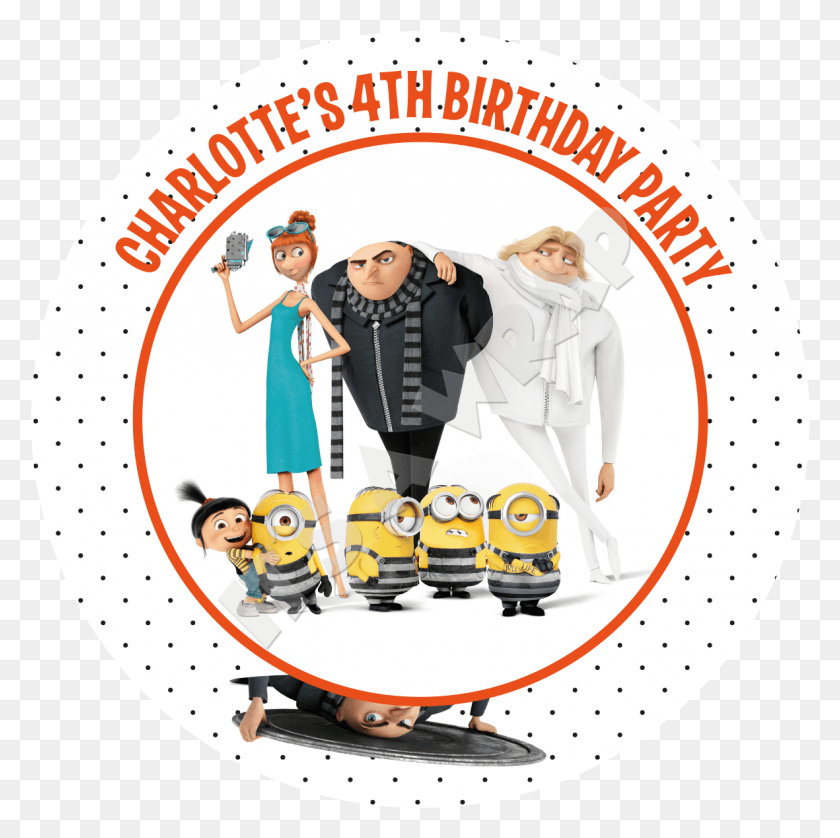 1181x1178 Descargar Png Minions Despicable Me Party Box Stickers Minions Gru And Dru, Persona, Ropa, Disfraz Hd Png
