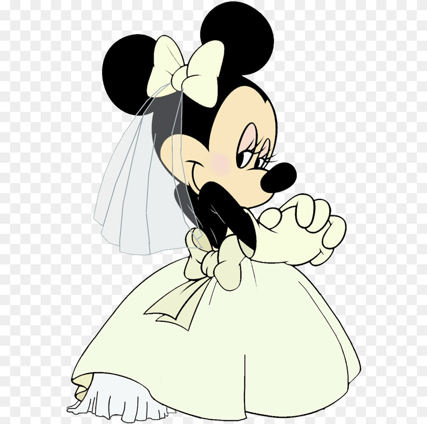 582x834 Minnie Bride, Cartoon, Person, Face, Head Sticker PNG