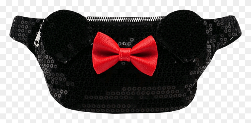 877x396 Minnie Mouse Black Sequin 7 Faux Leather Bum Bag Disney Fanny Pack Loungefly, Tie, Accessories, Accessory HD PNG Download