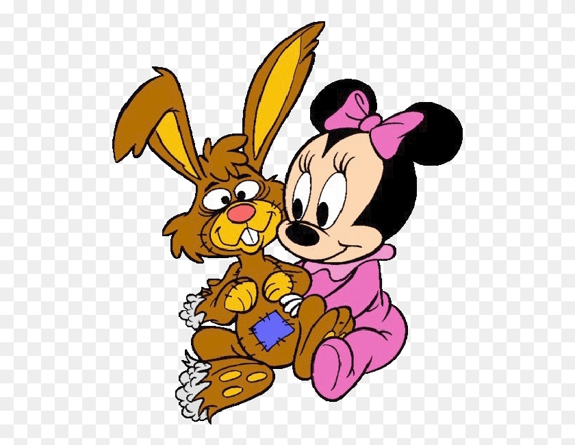 513x590 Descargar Png Minnie Mouse Con Oso De Peluche Bebé Disney Pascua Clip Art, Mamífero, Animal, Roedor Hd Png