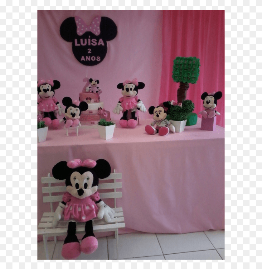 601x801 Minnie Rosa I Centro De Mesa Minnie Rosa Com Tulipa, Toy, Tablecloth, Table HD PNG Download