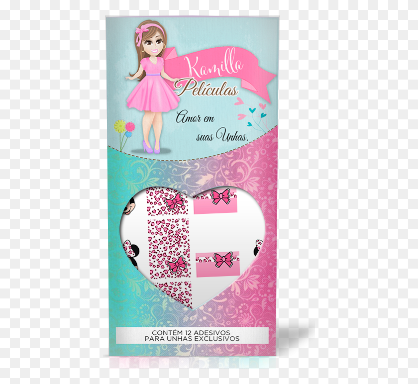 427x712 Minnie Rosa Pelculas De Unha Artesanal De Carnaval, Text, Label, Doll HD PNG Download