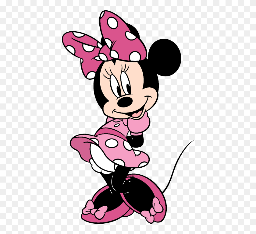 439x709 Minnie Waving Standing With Arms Behind Back In Pink, Graphics, Book HD PNG Download