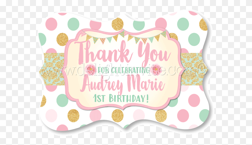 Mint Gold And Pink 1st Birthday Birthday Favor Tags Souvenir Tag 1st Birthday, Birthday Cake, Cake, Dessert HD PNG Download