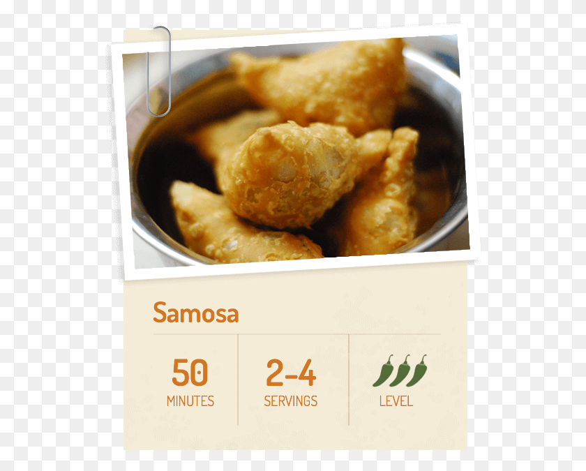 541x615 Minutes Cooking Time Samosa, Fried Chicken, Food, Advertisement HD PNG Download