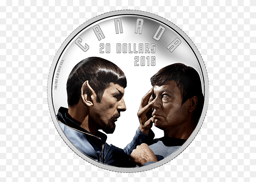 534x535 Descargar Png Mirror Mirror Spock Amp Mccoy Royal Canadian Mint Moneda De Star Trek, Persona, Humano, Disco Hd Png