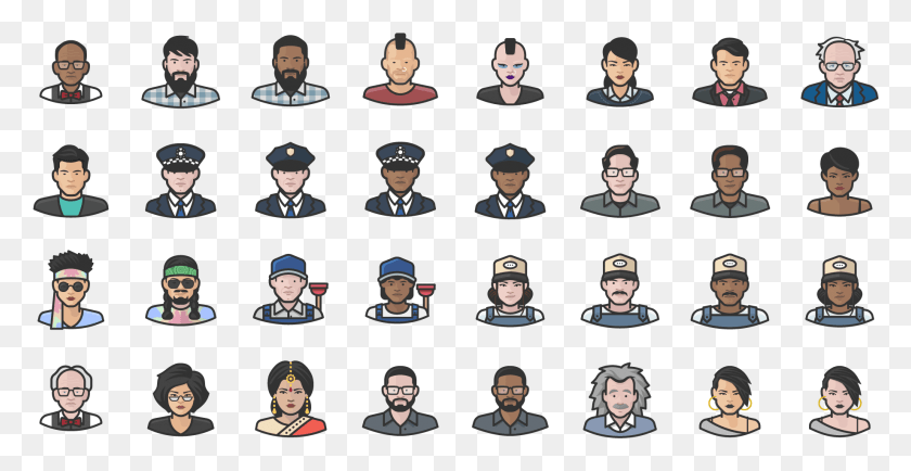 1839x884 Miscellaneous Avatars Of People Emblem, Person, Human, Head HD PNG Download