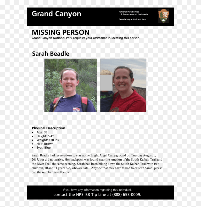 617x804 Missing 38 Year Old Hiker Sarah Beadle Grand Canyon Doctor Died, Face, Person, Smile Descargar Hd Png