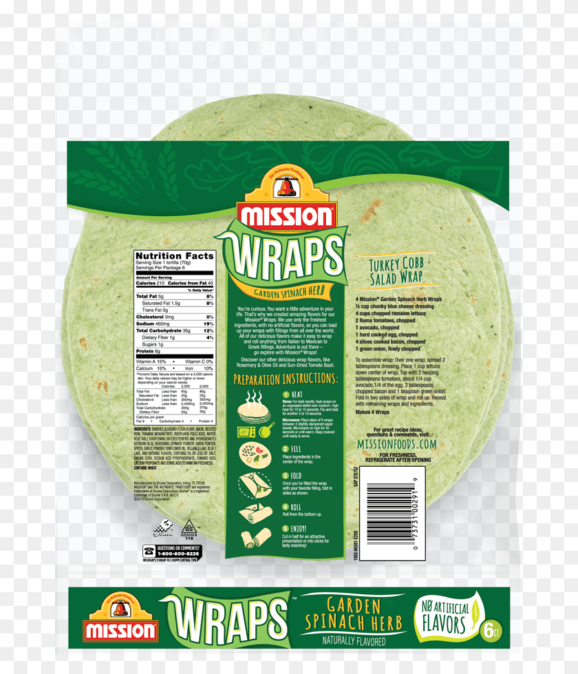 690x919 Mission Garden Spinach Herb Wraps Nutrition, Food, Plant, Tortilla HD PNG Download