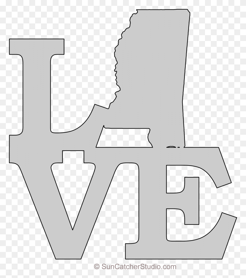 1447x1651 Mississippi Love Map Outline Scroll Saw Pattern Shape Cross, Text, Symbol, Alphabet HD PNG Download
