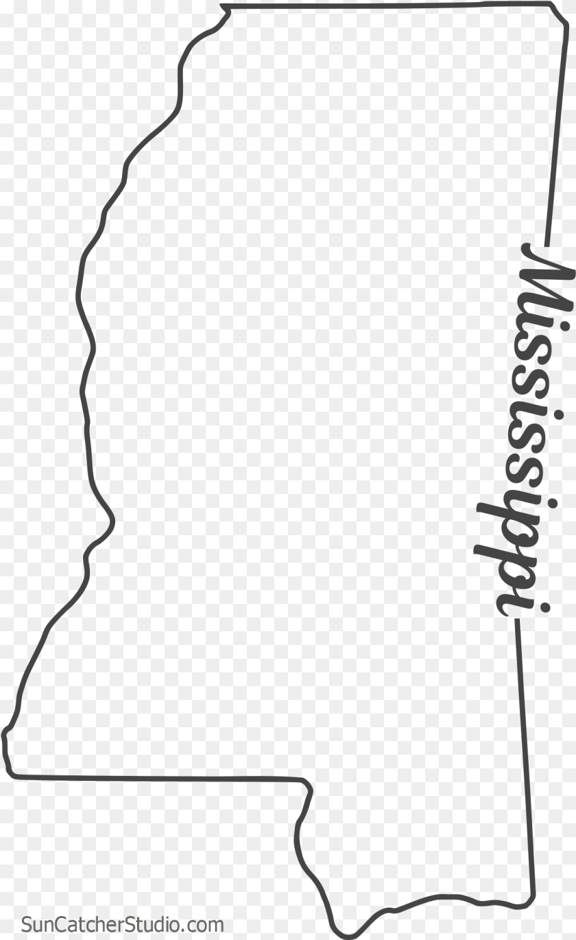 1180x1925 Mississippi Outline With State Name On Border Line Art, Silhouette, Text PNG