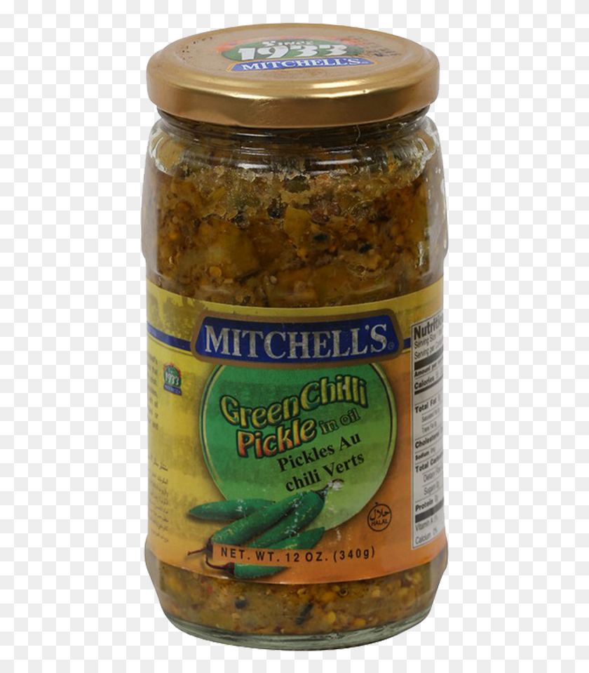 441x899 Mitchells Green Chili Pickle 330 Gm Fish, Relish, Food, Beer HD PNG Download