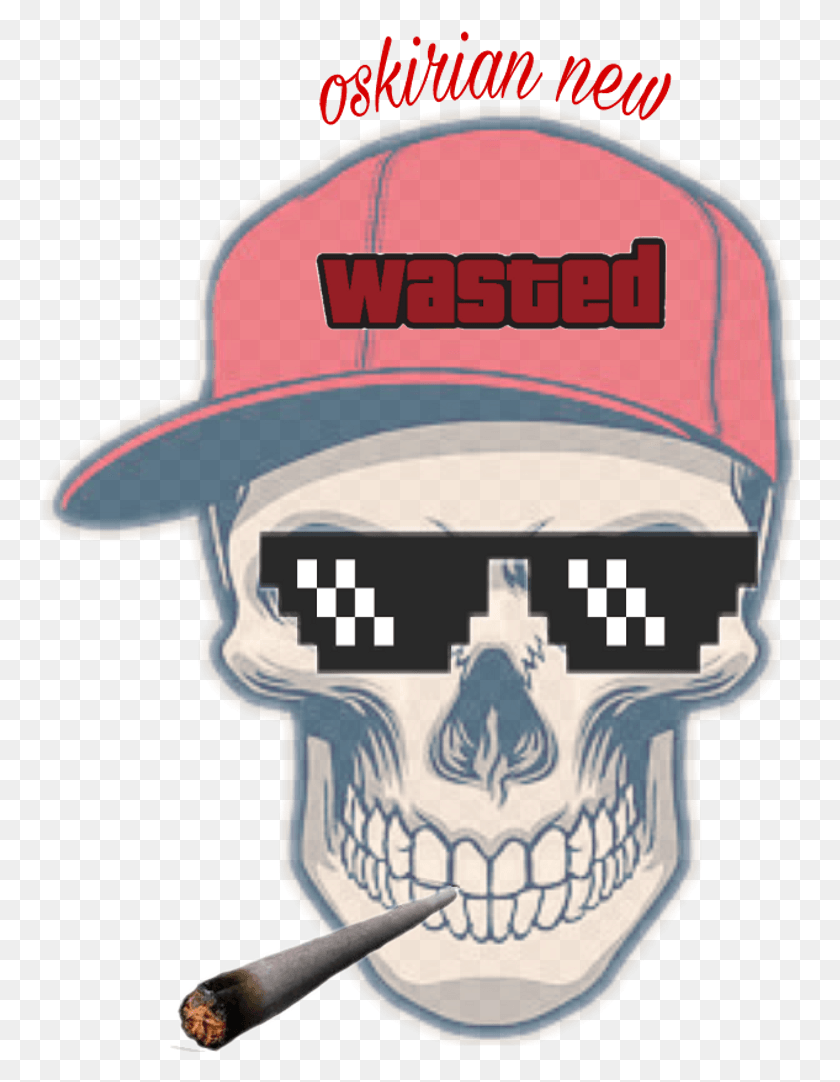 758x1022 Mlg Sticker Cartoon Skull With Hat, Clothing, Apparel, Baseball Cap HD PNG Download