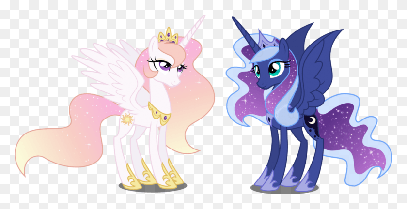 1024x489 Mlp Alternate Universe Celestia And Luna, Graphics, Animal HD PNG Download
