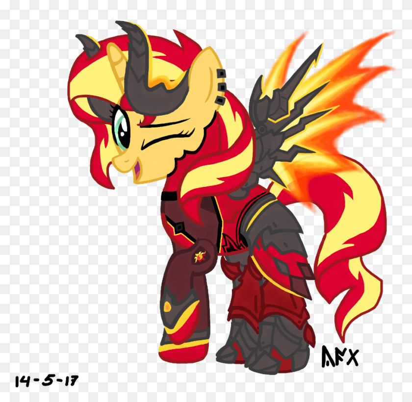 902x879 Mlp My Little Pony Sunset Shimmer Overwatch Mercy Sunset Shimmer Overwatch, Dragon, Statue HD PNG Download