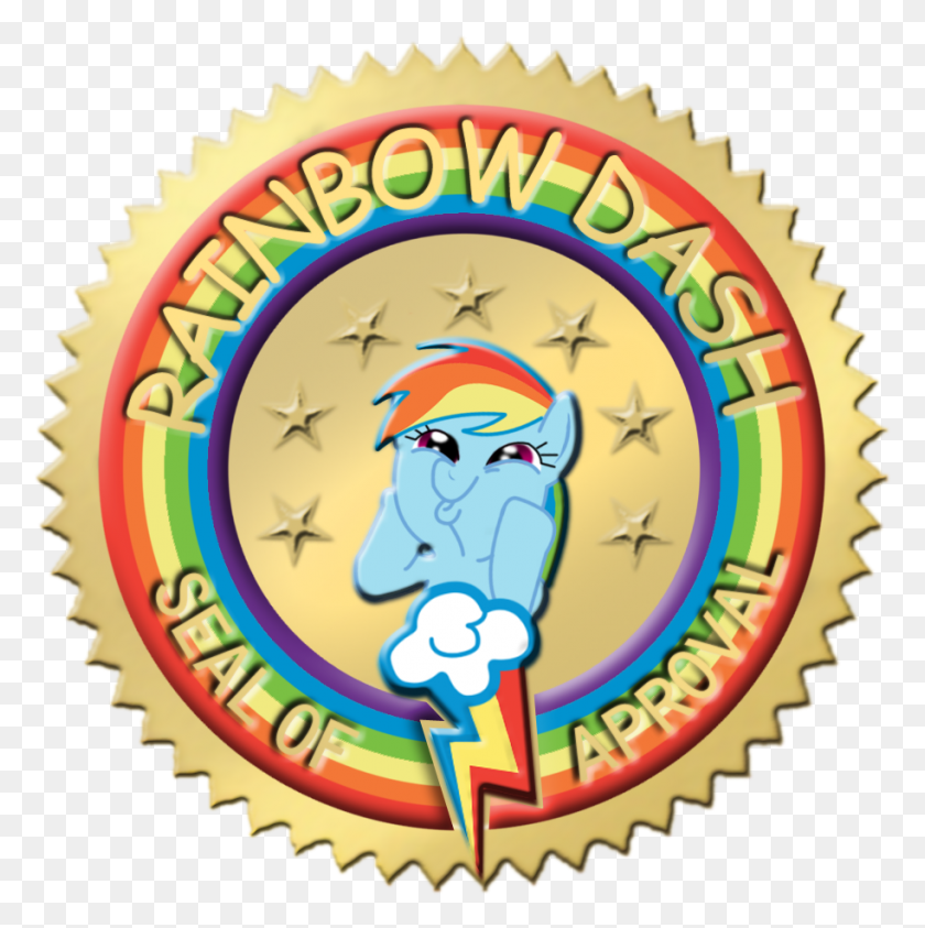 913x917 Mlp Rainbow Dash Approves, Label, Text, Poster HD PNG Download