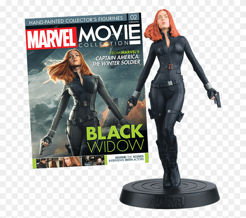 672x685 Mm Issue02 Black Widow Eaglemoss Marvel Movie Collection Figurine, Person, Human, Advertisement HD PNG Download