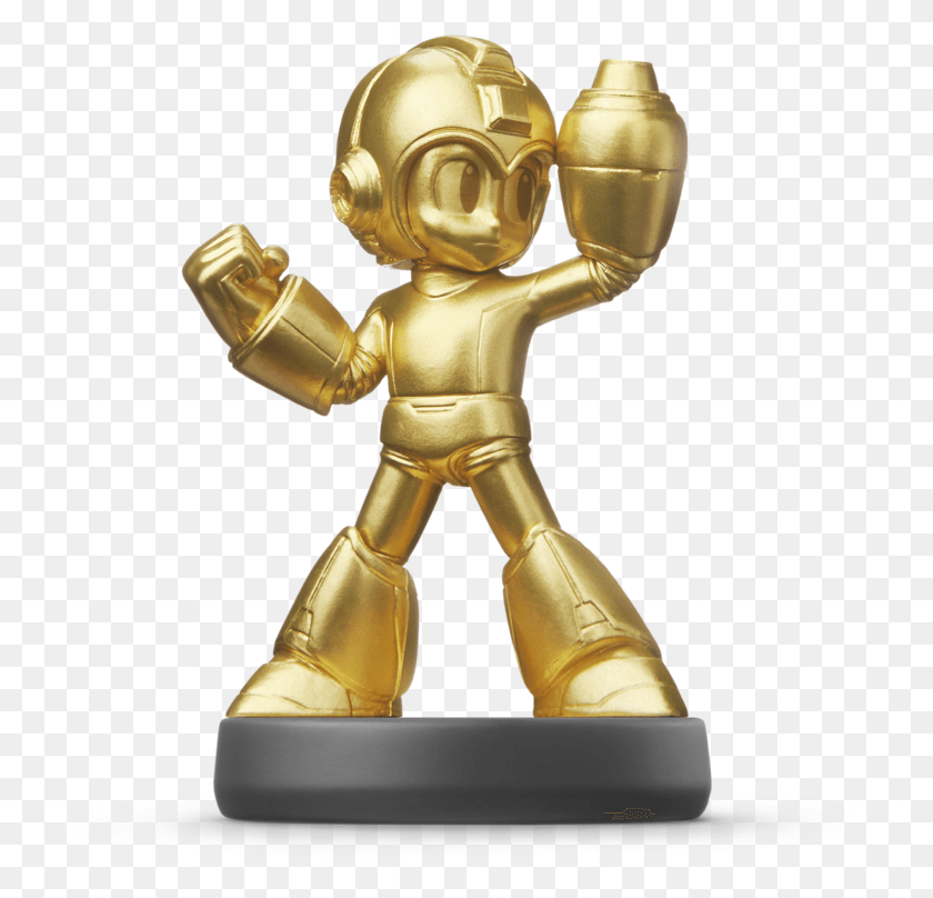 735x748 Descargar Png / Mmlc Mega Man Gold Amiibo, Robot, Trofeo Hd Png