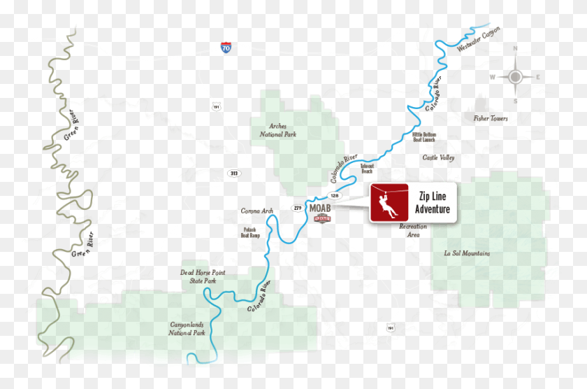 849x540 Moab Zip Line Map Map, Diagram, Plot, Poster HD PNG Download