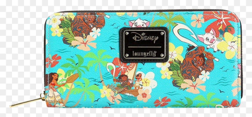 1292x550 Moana Floral Print 8 Faux Leather Zip Around Wallet Loungefly Disney39s Moana All Over Print Zip Around, Person, Human, Text HD PNG Download