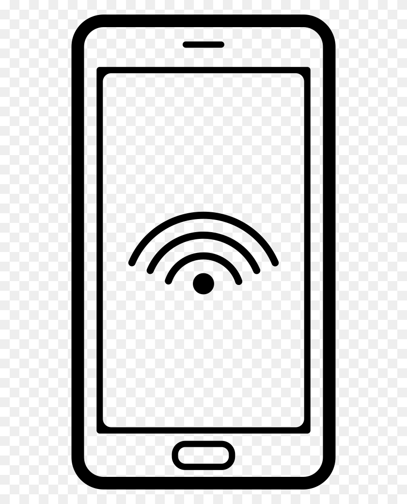 546x980 Mobile Phone Outline With Wifi Connection Sign On Screen Cell Phone Icon, Phone, Electronics, Symbol HD PNG Download