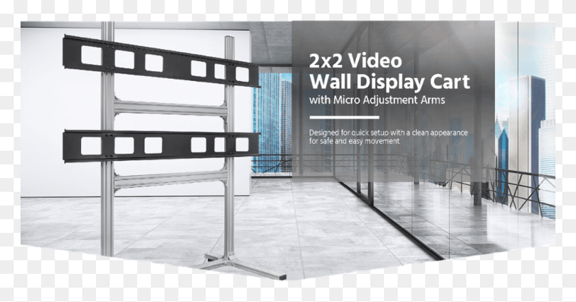 1000x489 Mobile Video Wall Display Tv Stand Cart With Wheels Soporte Video Wall 2x2 Piso, Furniture, Housing, Building HD PNG Download