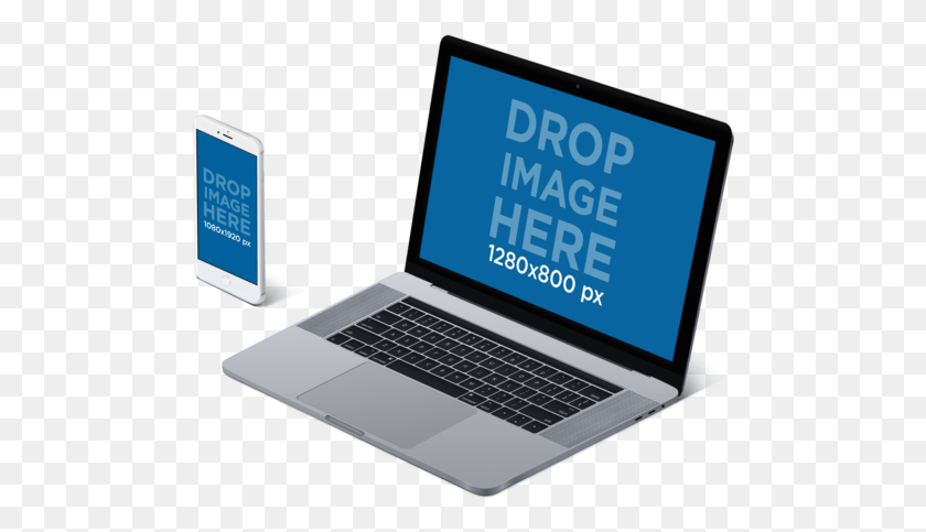492x423 Mockup Of A Macbook Pro With Touch Bar And Iphone 7 Macbook Mockup Transparent Background, Laptop, Pc, Computer HD PNG Download
