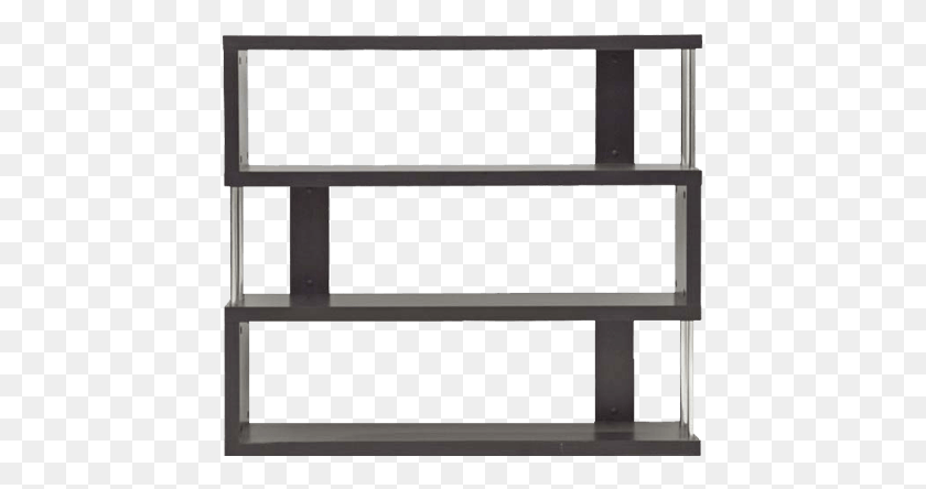 437x384 Modern Bookshelf With Zig Zag Shelves 3 Tier Modern Bookcase, Furniture, Bench, Monitor HD PNG Download