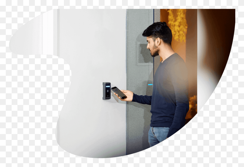 1493x983 Modern Cloud Based Access Control System Mirror, Person, Human, Mobile Phone HD PNG Download
