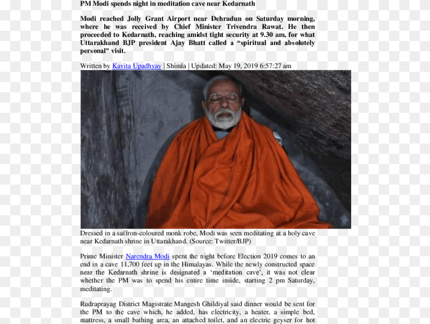 Modi In Kedarnath One Eye Open, Face, Head, Person, Photography PNG