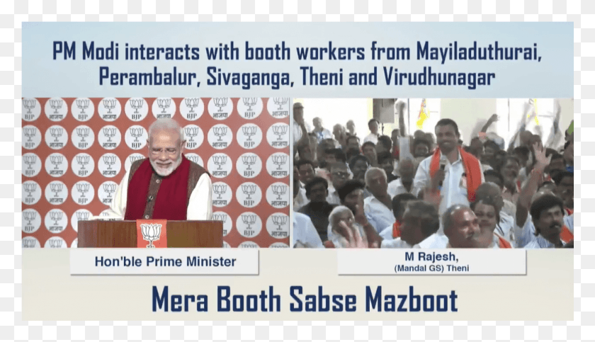 1270x689 Modi Interacts With Tn Bjp Workers Asks Them To Focus Crowd, Person, Human, Text HD PNG Download