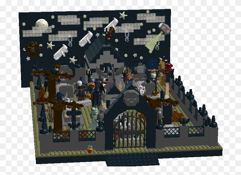 712x551 Modular Graveyard Haloween1 Lego Halloween Cemetery Moc, Person, Human, Minecraft HD PNG Download