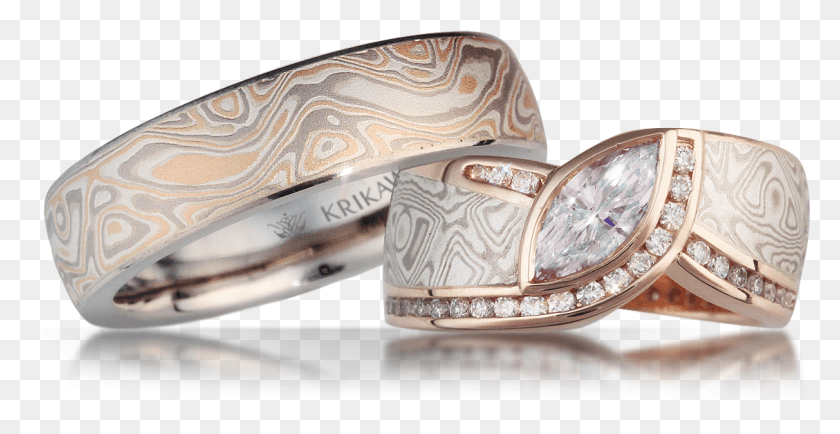 1128x542 Mokume Gane Wedding Set Mokume Gane Wedding Sets, Ring, Jewelry, Accessories HD PNG Download