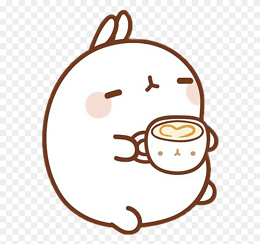 572x730 Molang Transparent Glass Cute Kawaii Pictures Of Animals, Coffee Cup, Cup, Latte HD PNG Download