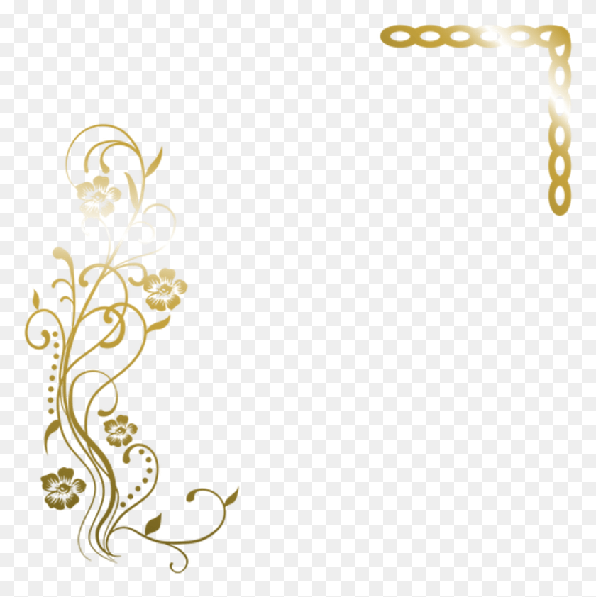 938x941 Moldura Borda Quadro Golden Dourado Ouro Gold Lucianob Lineas Decorativas Para Invitaciones, Floral Design, Pattern, Graphics Hd Png Download