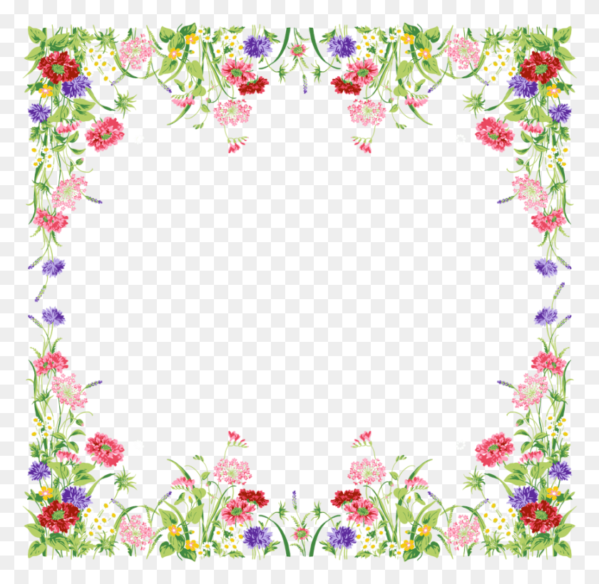 868x846 Descargar Png Moldura De Flores Moldura Flores E Borboletas, Diseño Floral, Patrón, Gráficos Hd Png