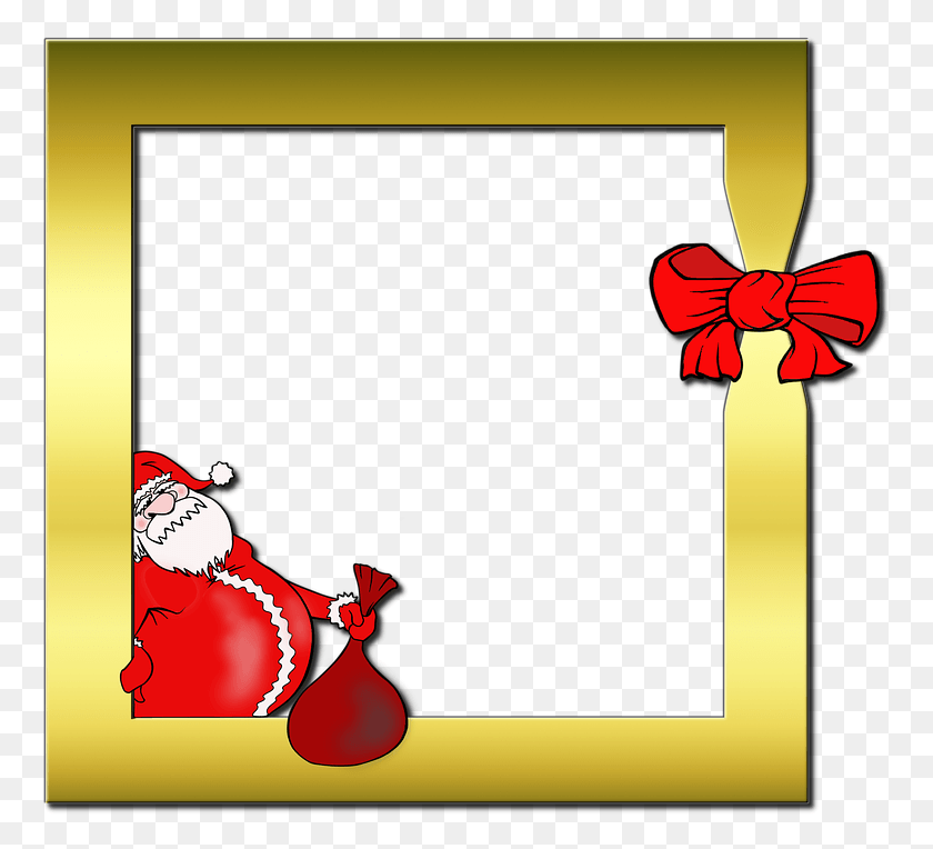 767x704 Moldura Papai Noel Bingkai Santa Claus, Gift, Text HD PNG Download