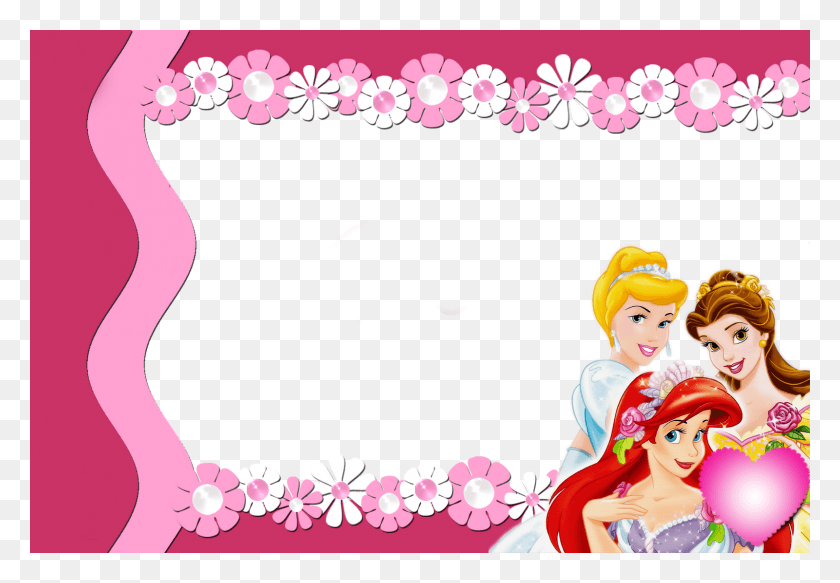1600x1074 Редактируемый Шаблон Приглашения Принцессы Диснея Moldura Princesas, Графика, Цветочный Дизайн Hd Png Скачать