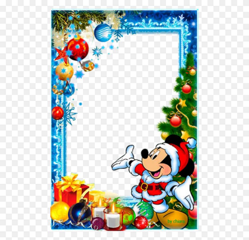 500x749 Descargar Pngmolduras De Natal Mickey Mouse Marcos De Navidad, Árbol, Planta, Adorno Hd Png